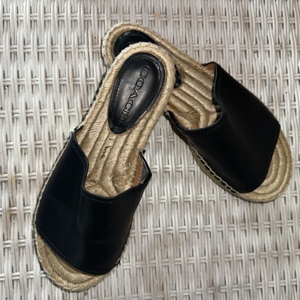 UEC Coach Black and Tan Espadrille Sandals SZ 6B